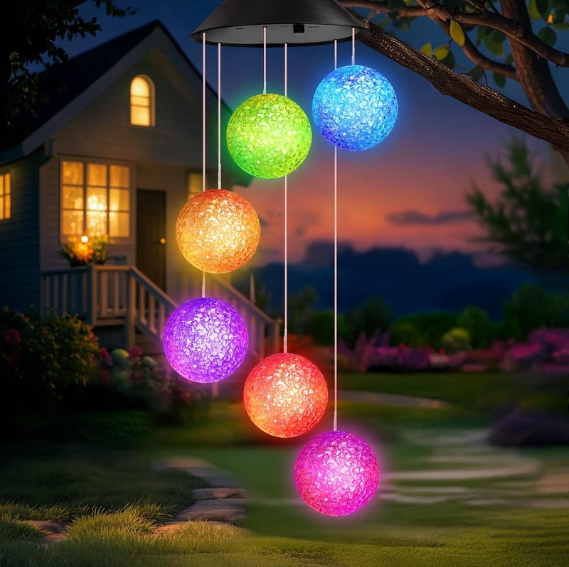 Winzwon Birthday Gifts for Women Grandma Wife Sister, Solar Lights Outdoor Wind Chimes for Outside Garden Yard Patio Porch Decor Hanging Ball Decorations, Christmas Mothers Day Mom Gift for Her - Image 1
